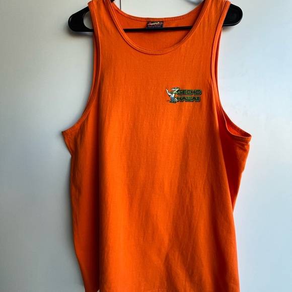 GECKO HAWAII. Large. Orange. Mens Tank Top. Vintage. Front and back graphic. - Picture 6 of 8